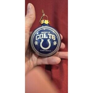Vtg Colts Football NFL Branded Christmas Ornament Blue Snowflakes Sports Fan